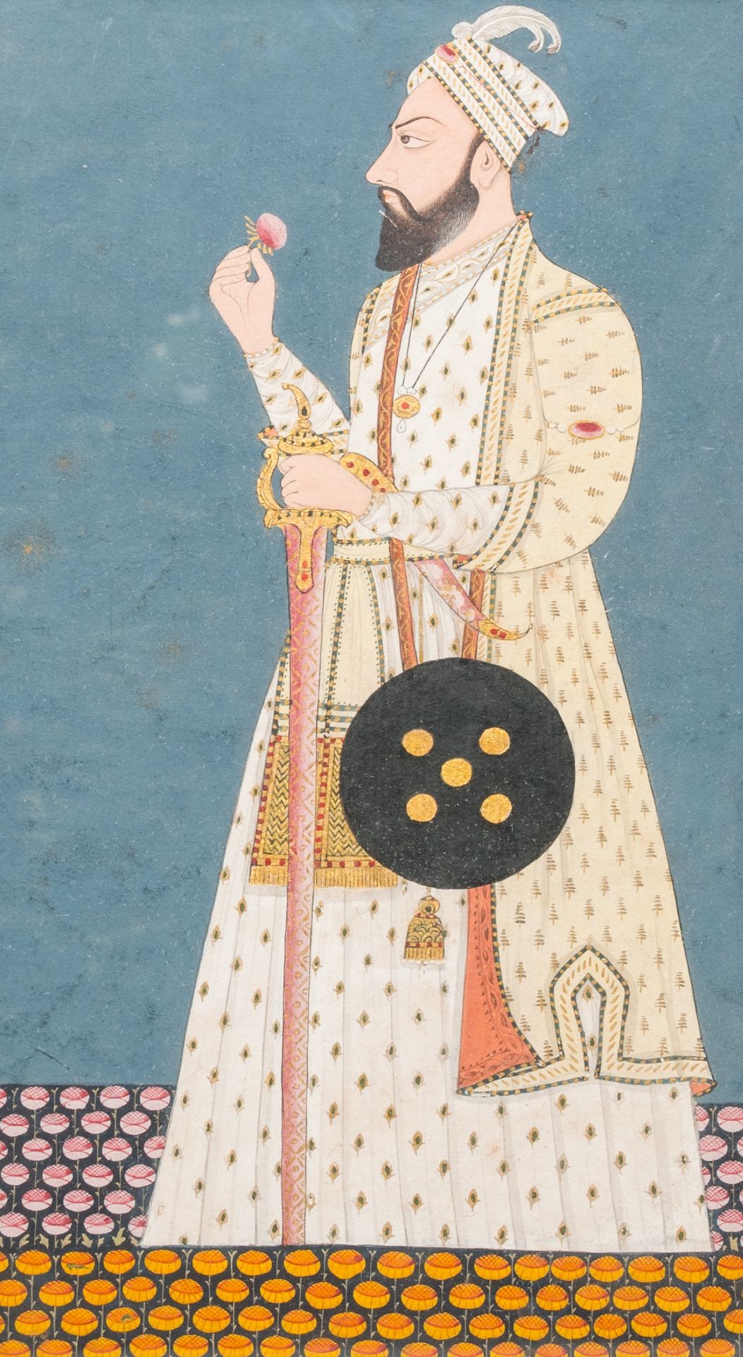 Two Indian school miniatures: 'Portrait of Shah Jahan II' and 'Portrait of prince Murad Bakhsh', 18/ - Image 4 of 4