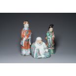 A Chinese famille rose Buddha, a star god and an immortal, 19/20th C.