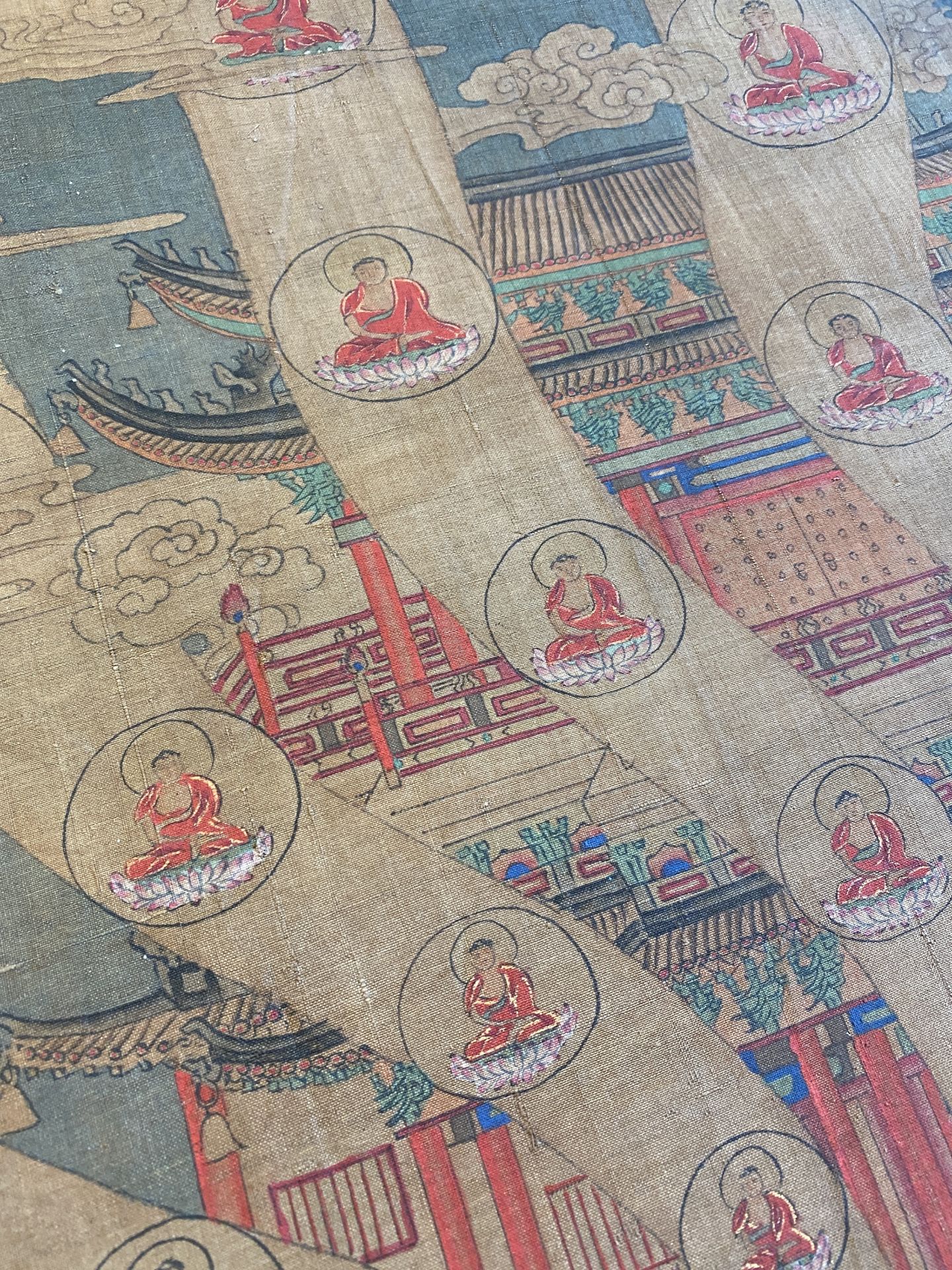 Chinese school: 'The 33-headed Avalokitesvara', ink and colour on silk, 19/20th C. - Image 34 of 72