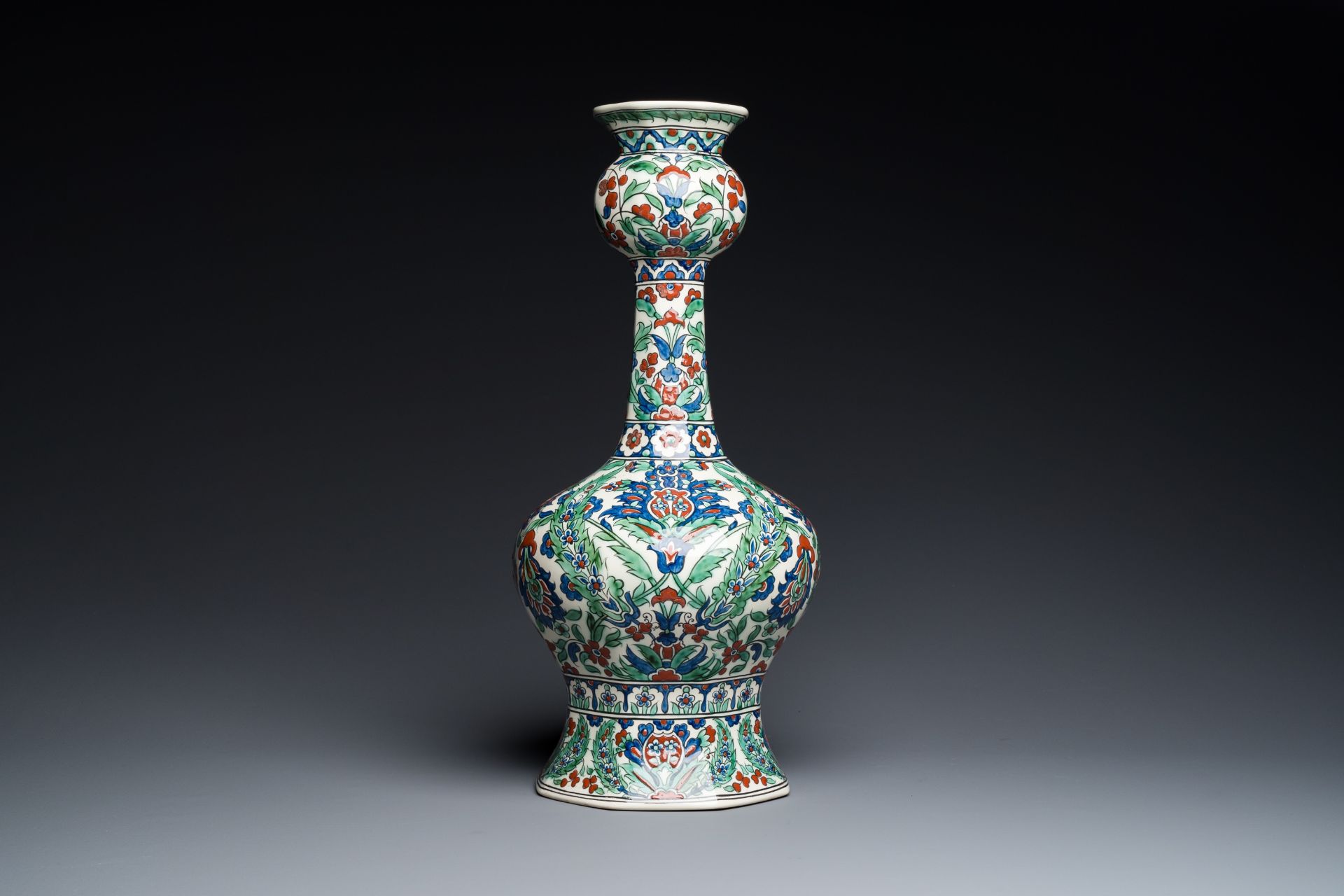 A large Iznik-style vase and a dish, Boch Freres Keramis and Nimy, 1st half 20th C. - Image 7 of 9