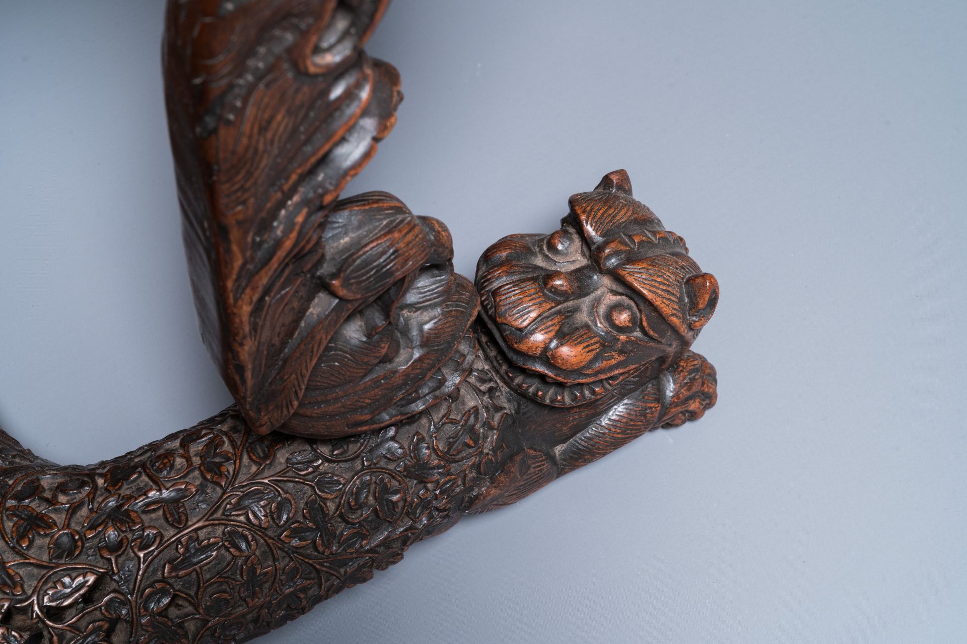 A colonial Anglo-Indian reticulated wooden desk with hidden compartment, 19th C. - Image 15 of 24