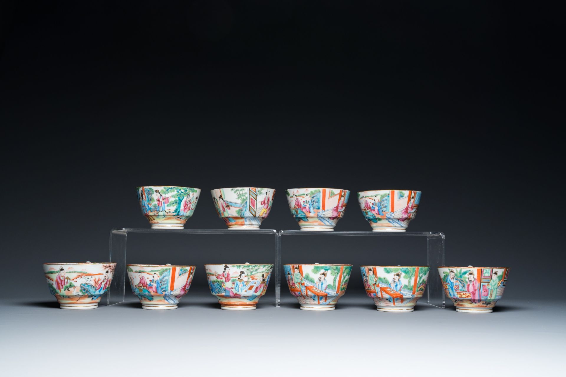 A Chinese Canton famille rose 24-piece tea service, 19th C. - Image 7 of 16