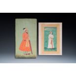 Two Indian school miniatures: 'Portrait of the Mughal Emperor Farrukhsiyar' and 'Portrait of a ruler