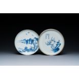 Two Chinese blue and white 'Bleu de Hue' plates for the Vietnamese market, Ngoan Ngoc mark and seal