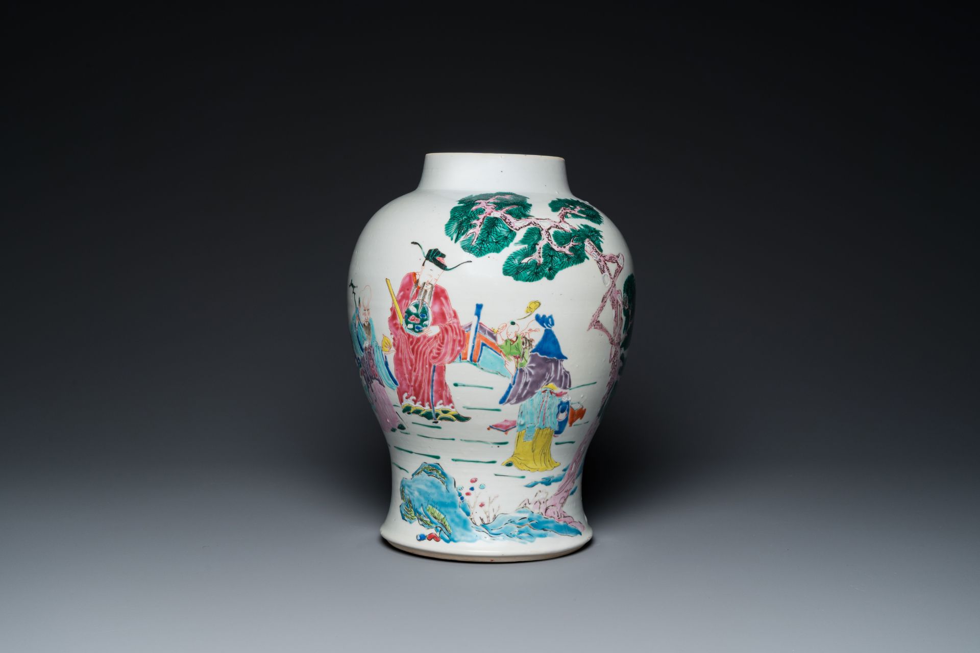 A Chinese famille rose 'Sanxing' vase, Yongzheng