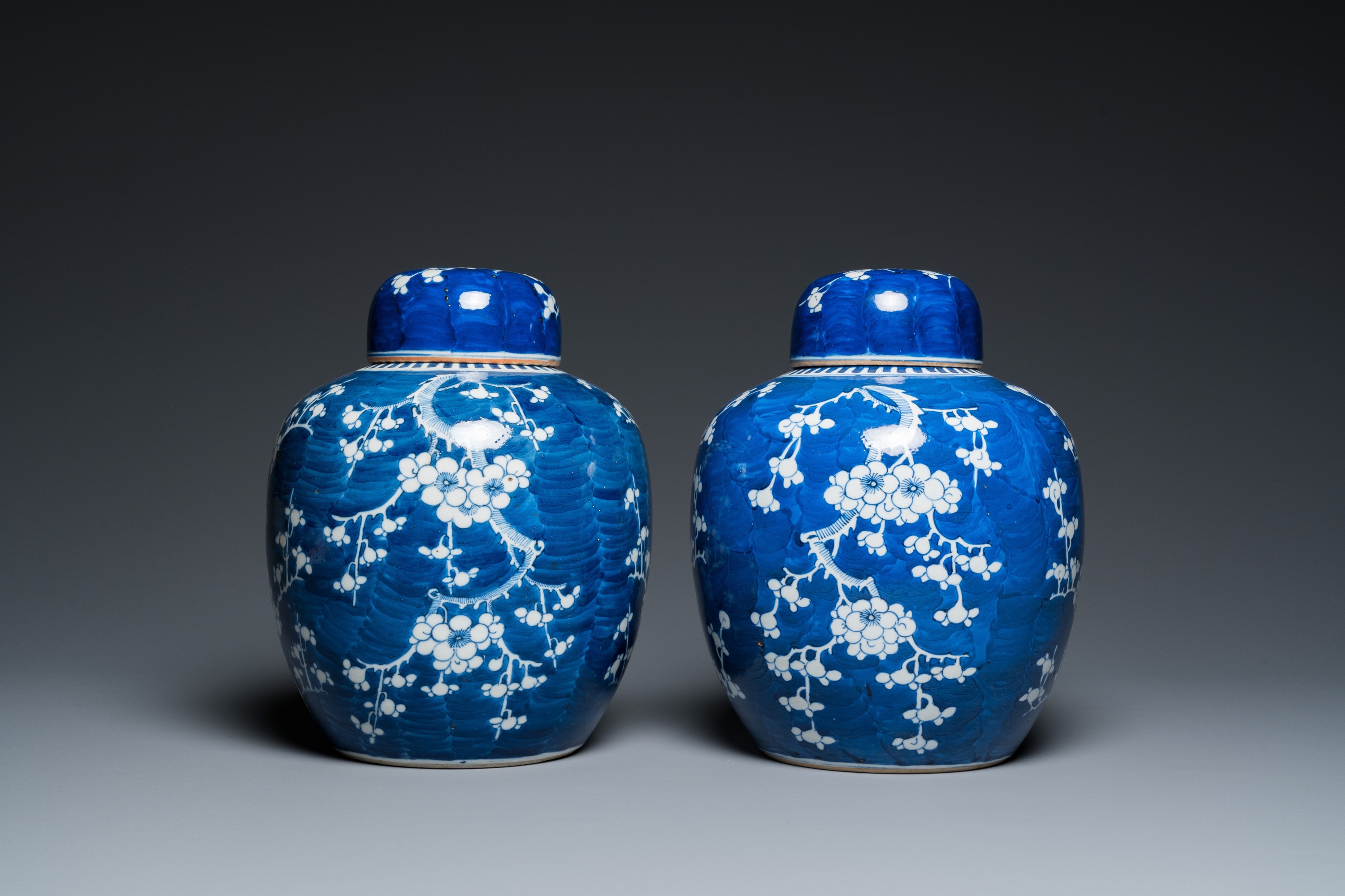 A pair of Chinese blue and white jars and covers, 19th C. - Image 5 of 7