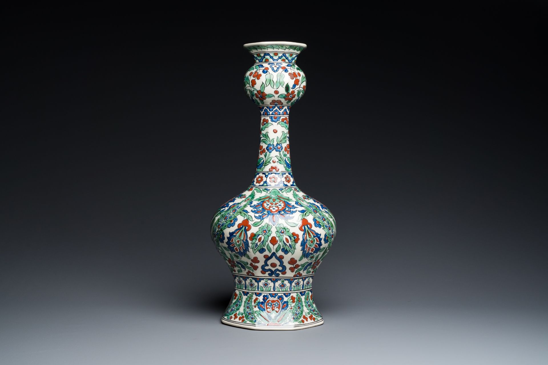 A large Iznik-style vase and a dish, Boch Freres Keramis and Nimy, 1st half 20th C. - Image 6 of 9