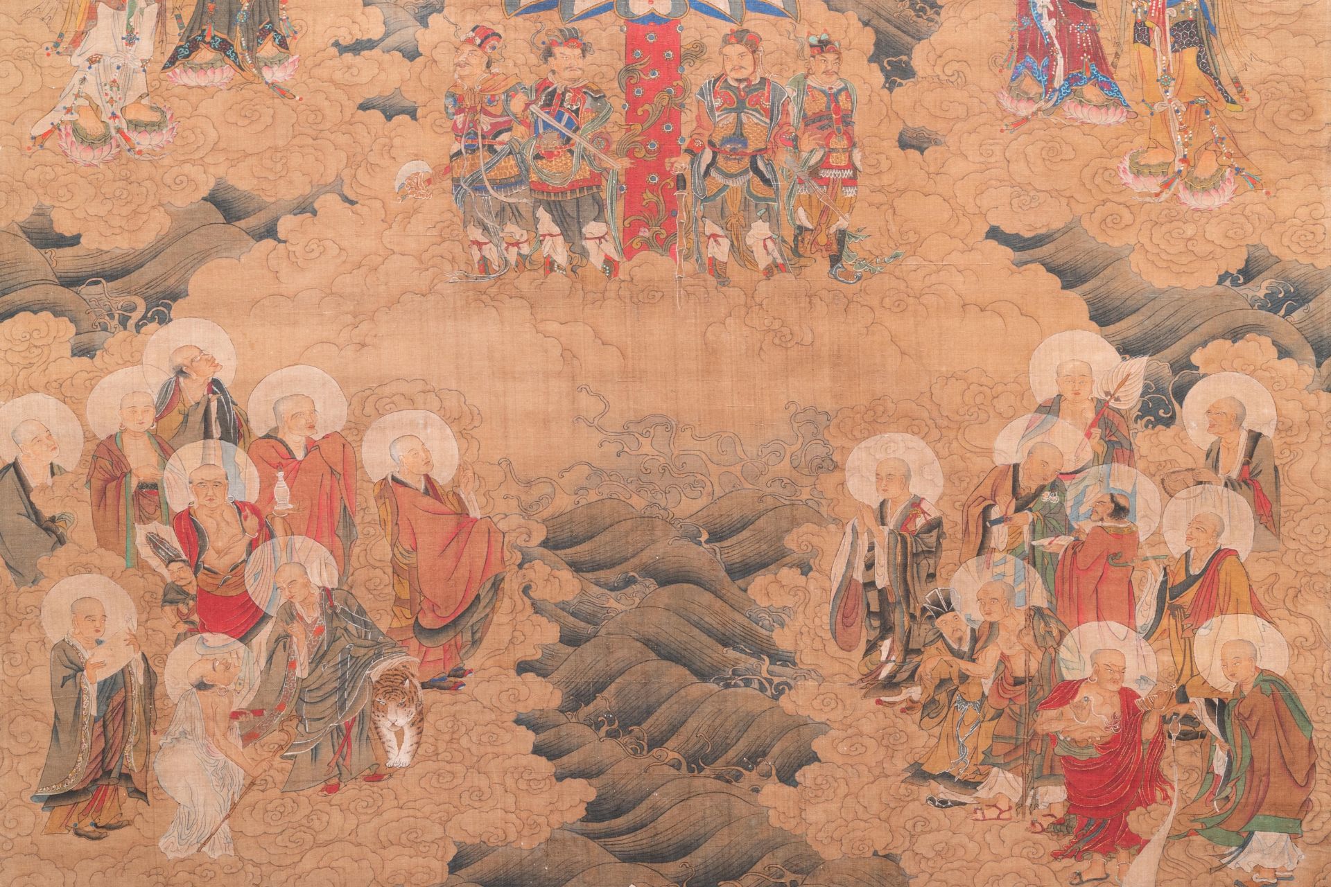 Chinese school: 'The 33-headed Avalokitesvara', ink and colour on silk, 19/20th C. - Image 4 of 72