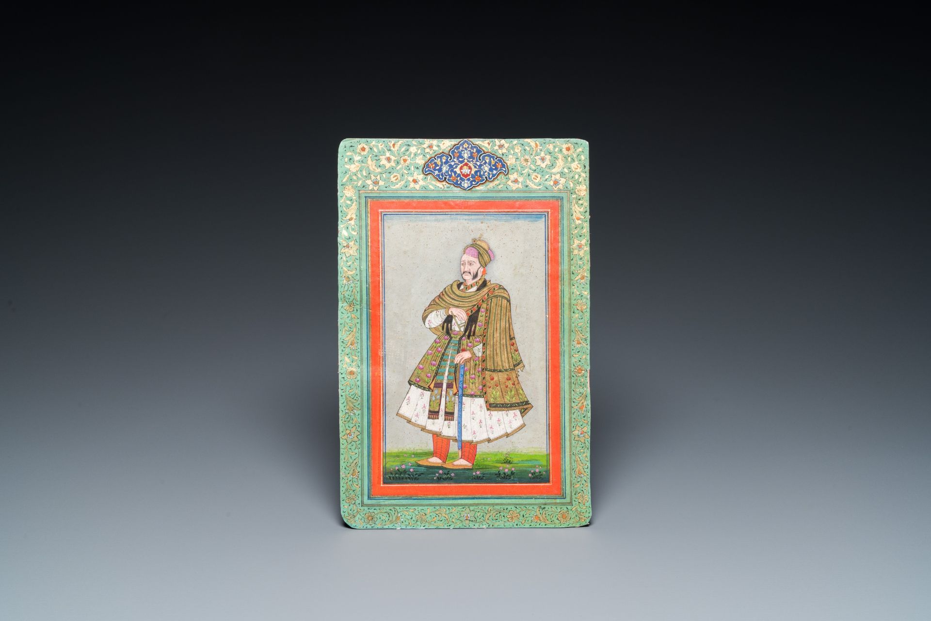 Indian school, miniature: 'Portrait of sultan Abdullah Qutb Shah' - Image 2 of 6