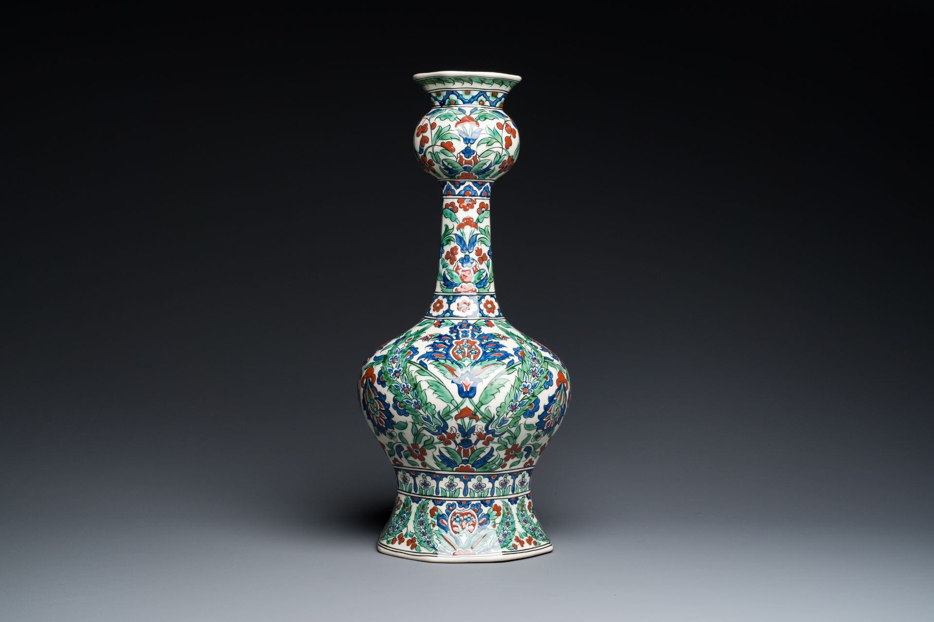 A large Iznik-style vase and a dish, Boch Freres Keramis and Nimy, 1st half 20th C. - Image 5 of 9