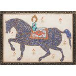 Deccan school miniature, India: 'The throne verse in the form of a calligraphic horse'