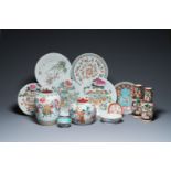 A varied collection of Chinese famille rose and qianjiang cai porcelain, 19/20th C.