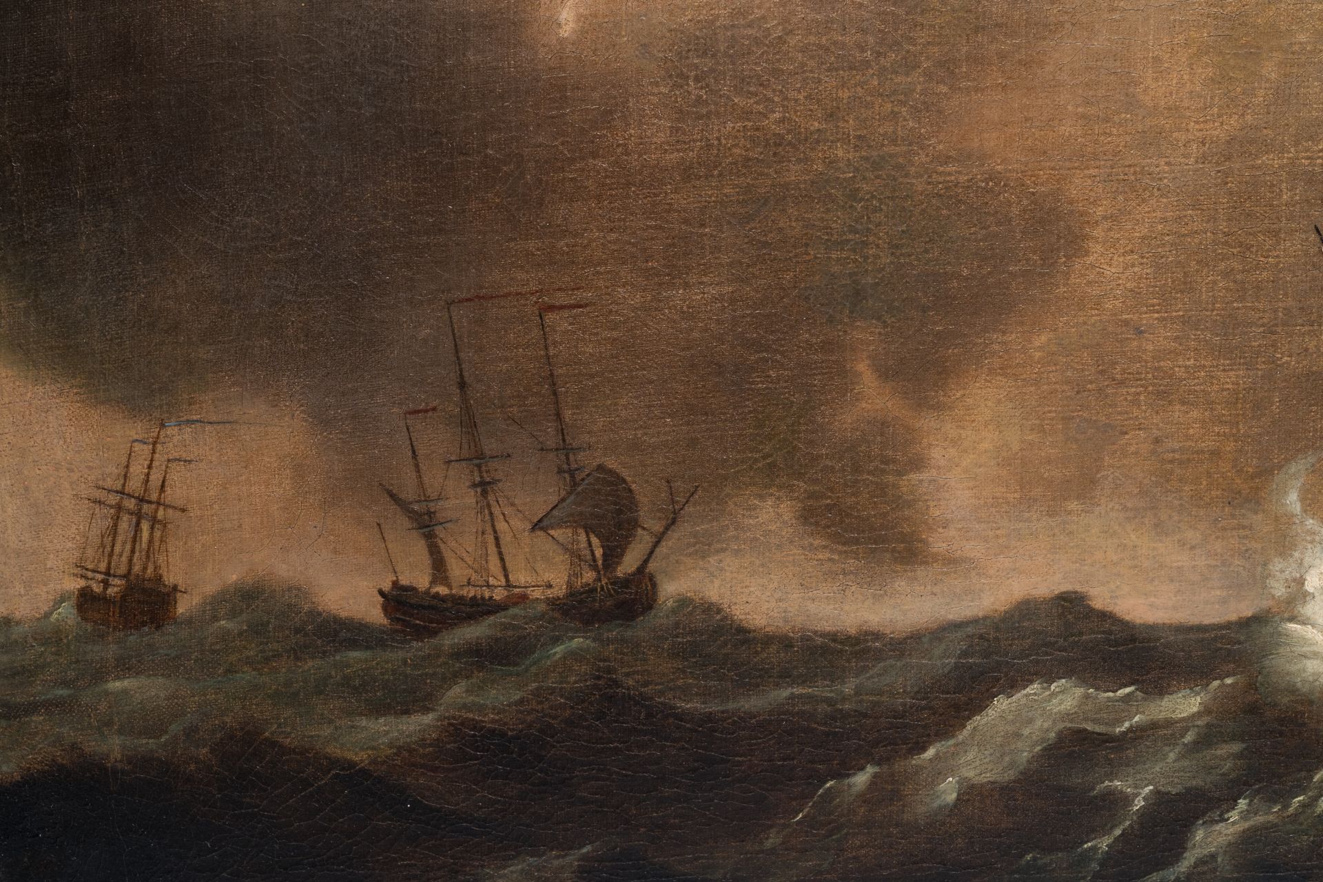 Follower of Willem van de Velde (1633-1707): 'Marine view with four British ships at sea', oil on ca - Bild 3 aus 7