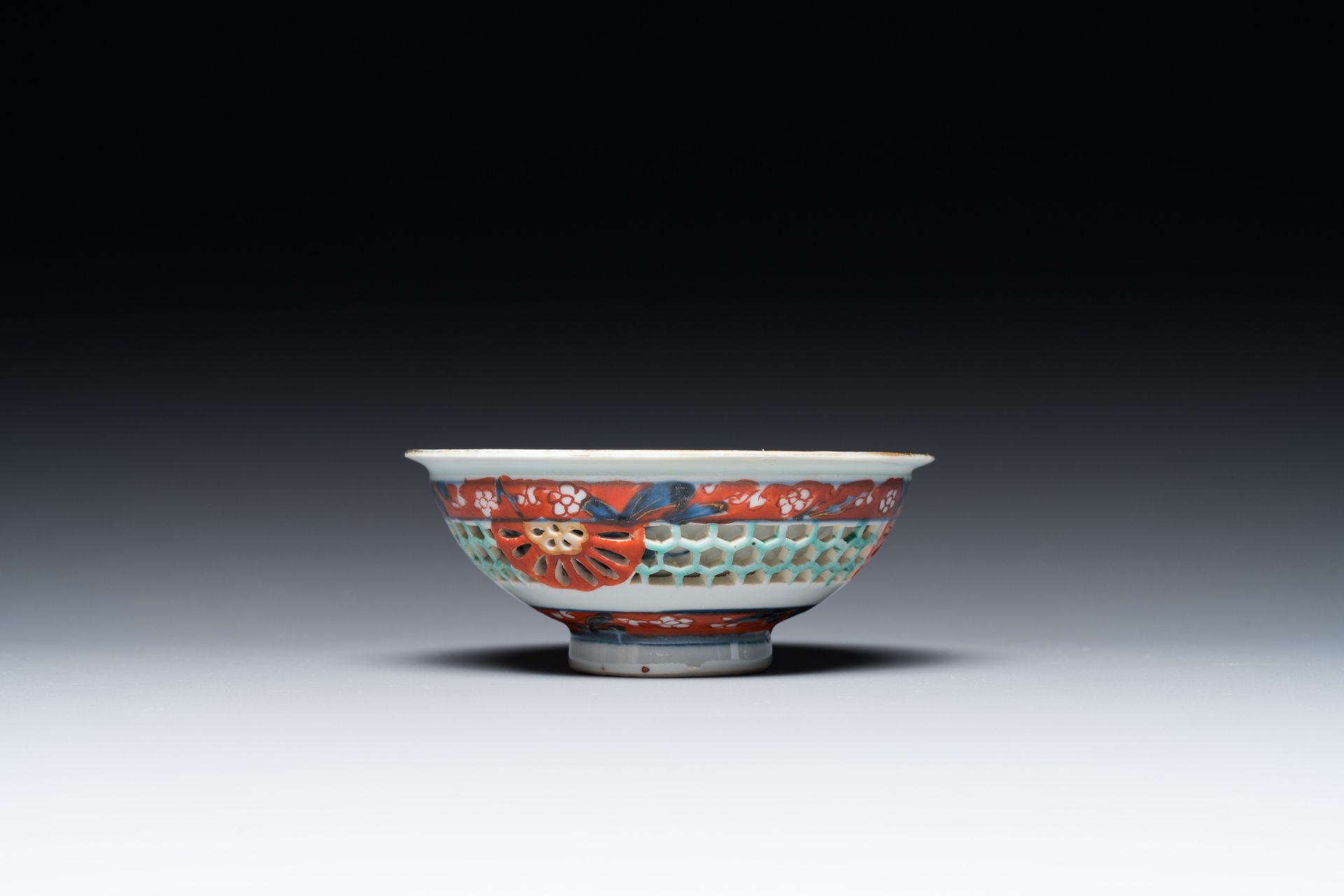 A rare Chinese famille verte double-walled reticulated cup and saucer, Kangxi - Image 11 of 13