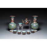 Nine Chinese cloisonne wares, 19/20th C.