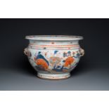 A large oval Chinese Imari-style fish bowl, Kangxi