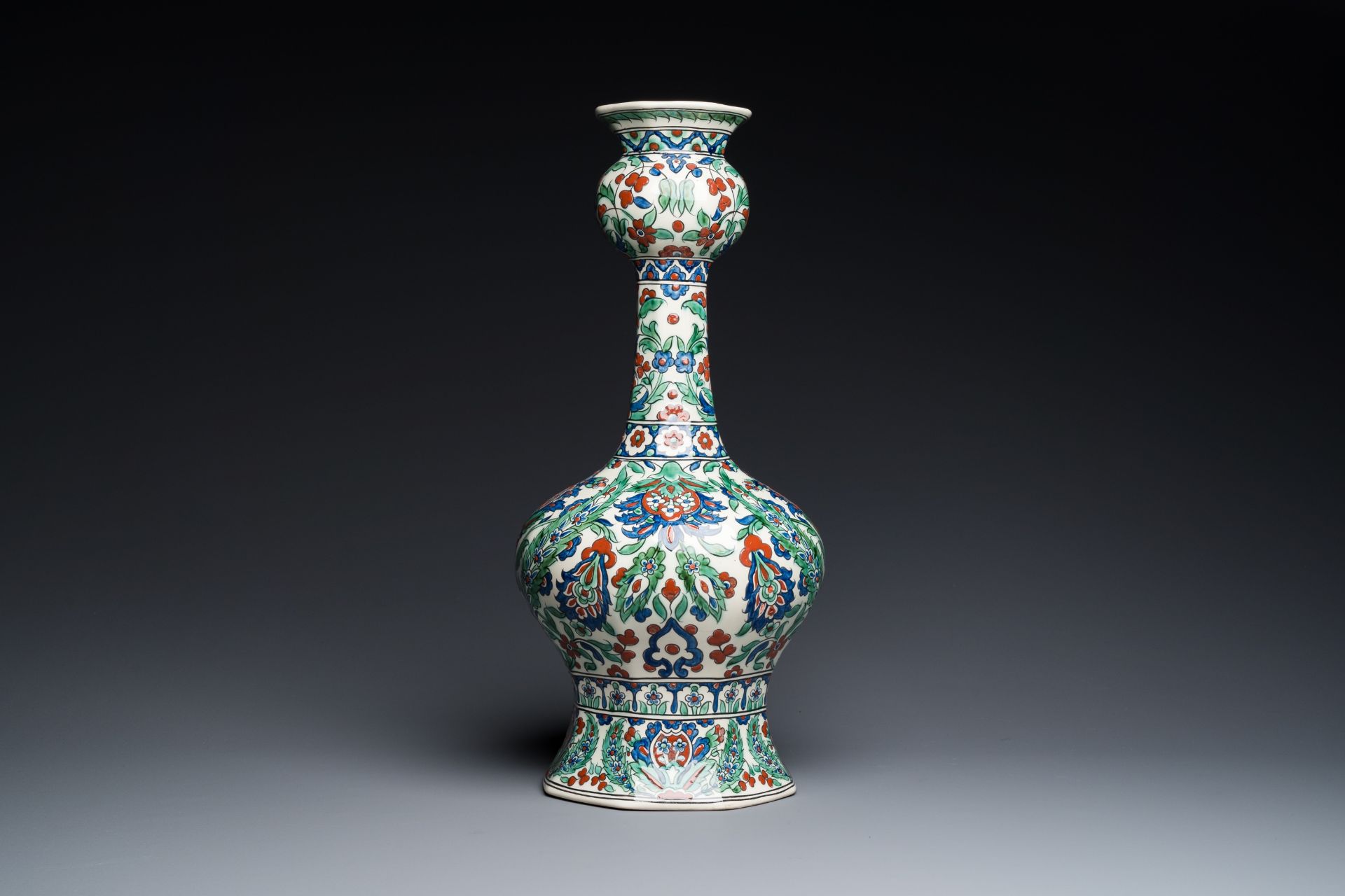 A large Iznik-style vase and a dish, Boch Freres Keramis and Nimy, 1st half 20th C. - Image 4 of 9