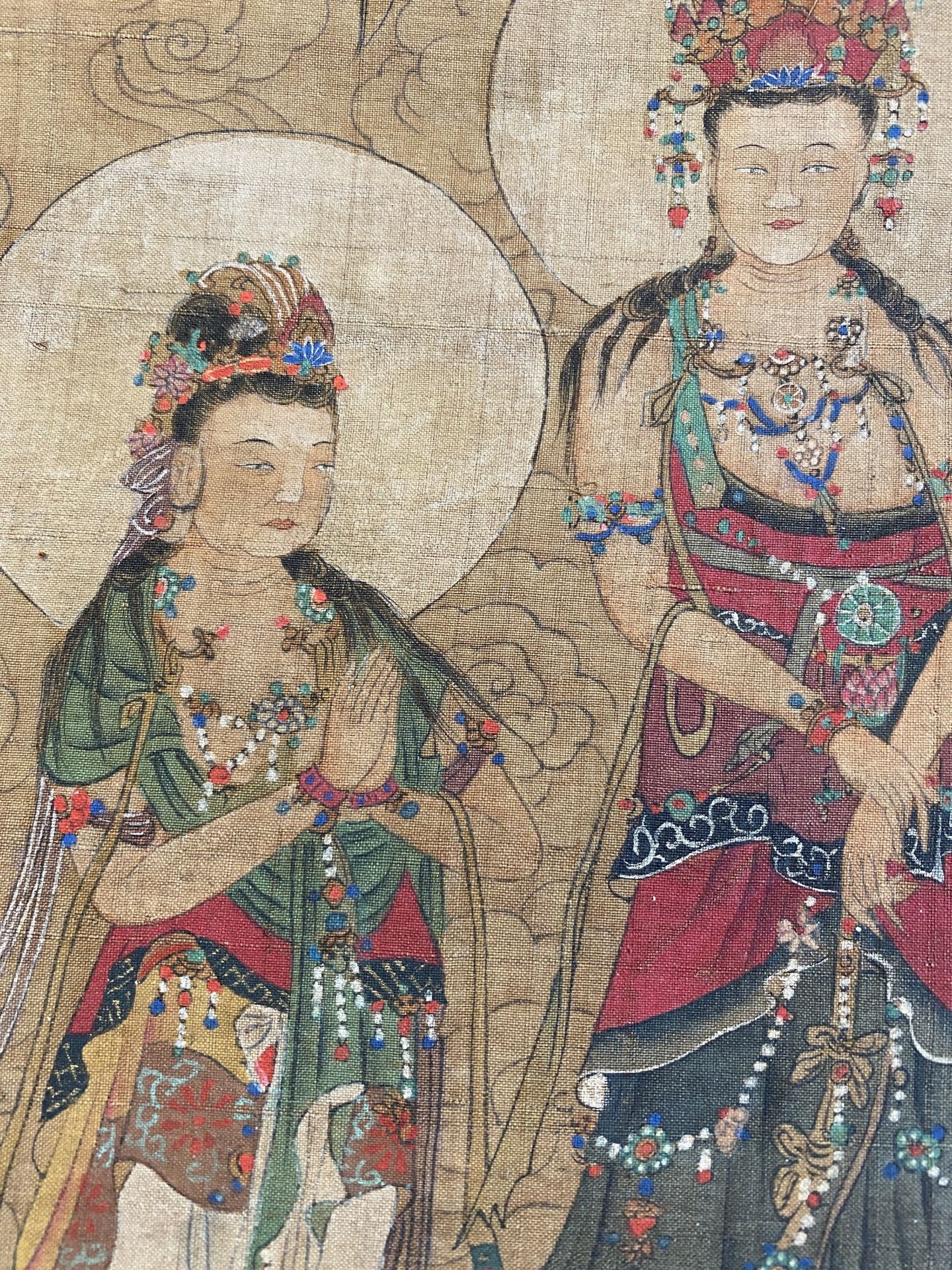 Chinese school: 'The 33-headed Avalokitesvara', ink and colour on silk, 19/20th C. - Image 52 of 72