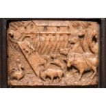 A Malines alabaster relief carving depicting Noah's Ark, late 16th C.