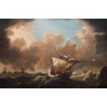 Follower of Willem van de Velde (1633-1707): 'Marine view with four British ships at sea', oil on ca