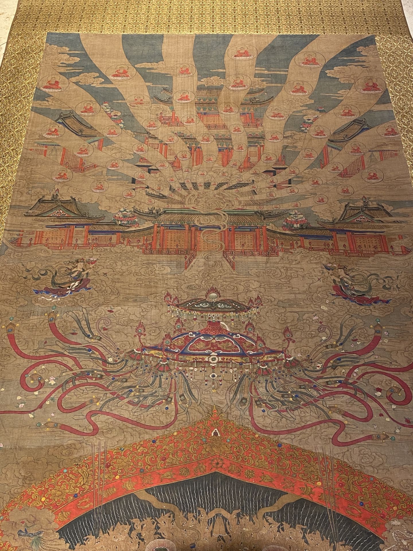 Chinese school: 'The 33-headed Avalokitesvara', ink and colour on silk, 19/20th C. - Image 11 of 72