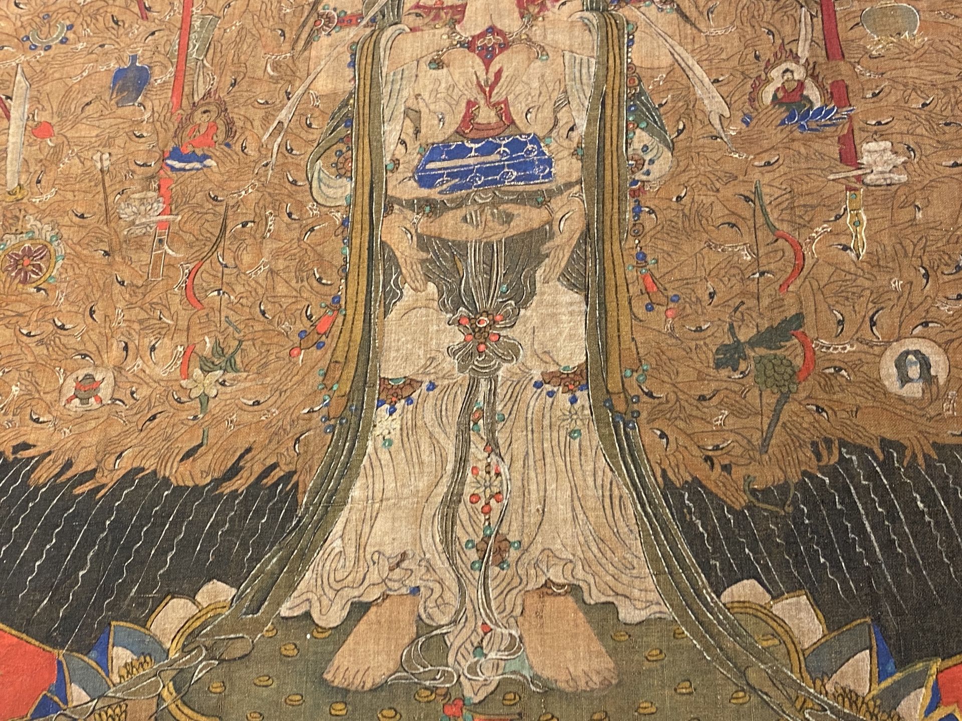 Chinese school: 'The 33-headed Avalokitesvara', ink and colour on silk, 19/20th C. - Image 20 of 72
