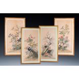 Wang Chengxun çŽ‹æ‰¿å‹³ (19/20th C.): 'Four paintings with fine birds', ink and colours on silk, Rep