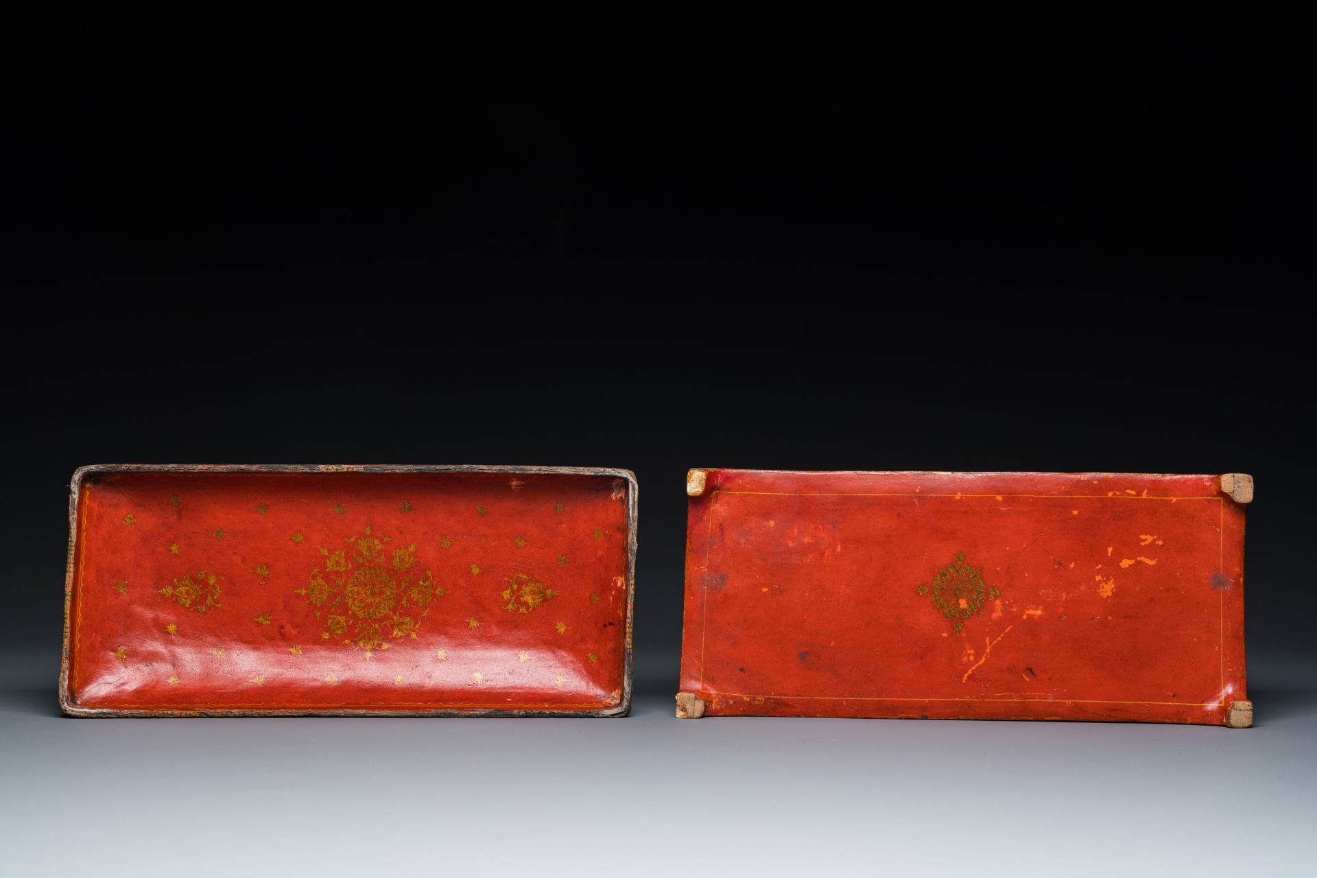 A rectangular lacquered wood writing box, Kashmir, India, 19th C. - Image 11 of 11