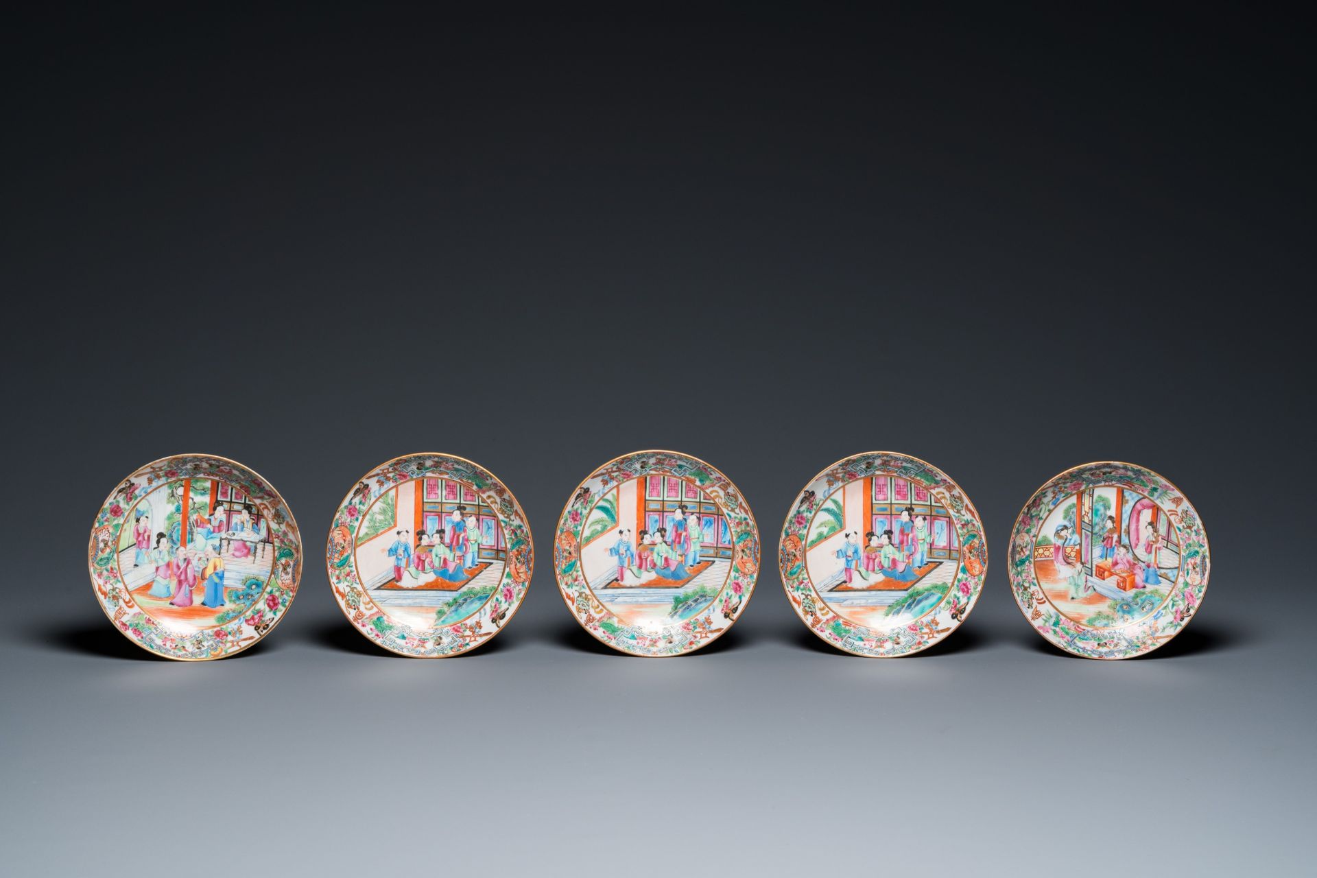 A Chinese Canton famille rose 24-piece tea service, 19th C. - Image 2 of 16