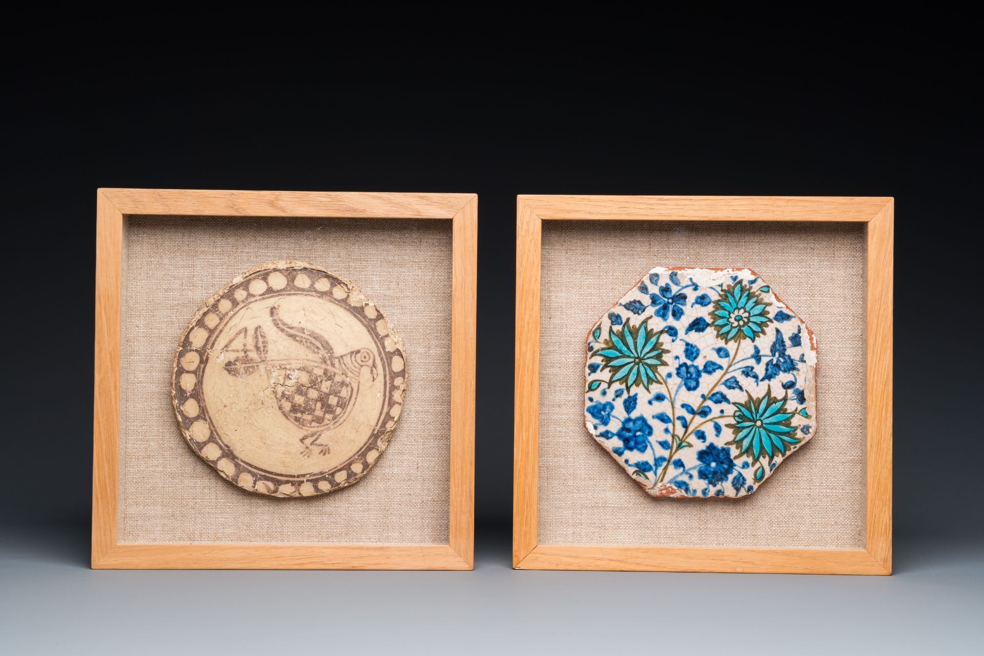 An octagonal Kubachi tile and a fragment of an early dish, Persia and Cyprus, 17th C. and ca. 6th C. - Image 2 of 3