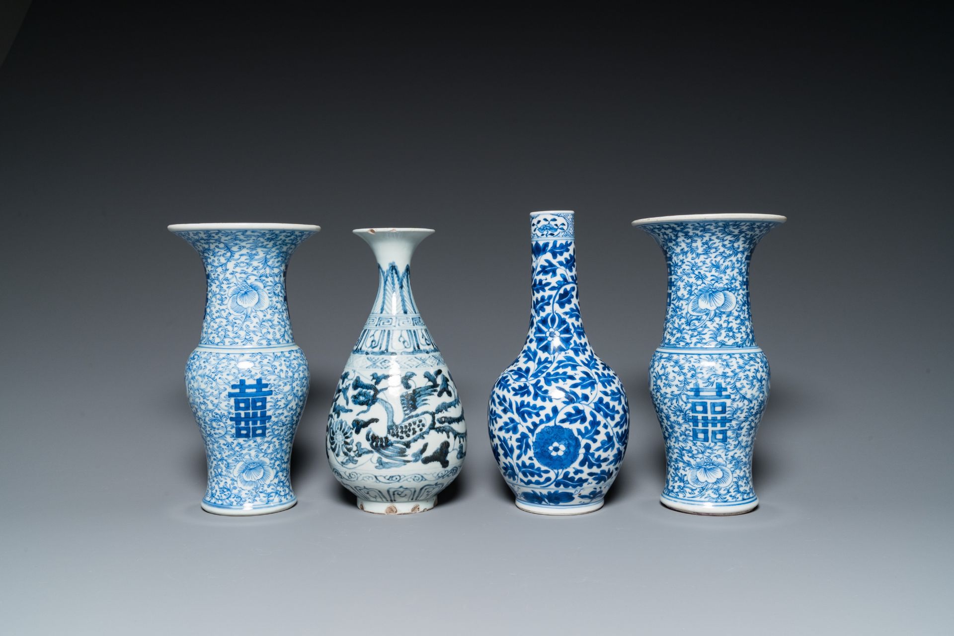 Eight various Chinese blue and white vases, 18/20th C. - Image 2 of 13