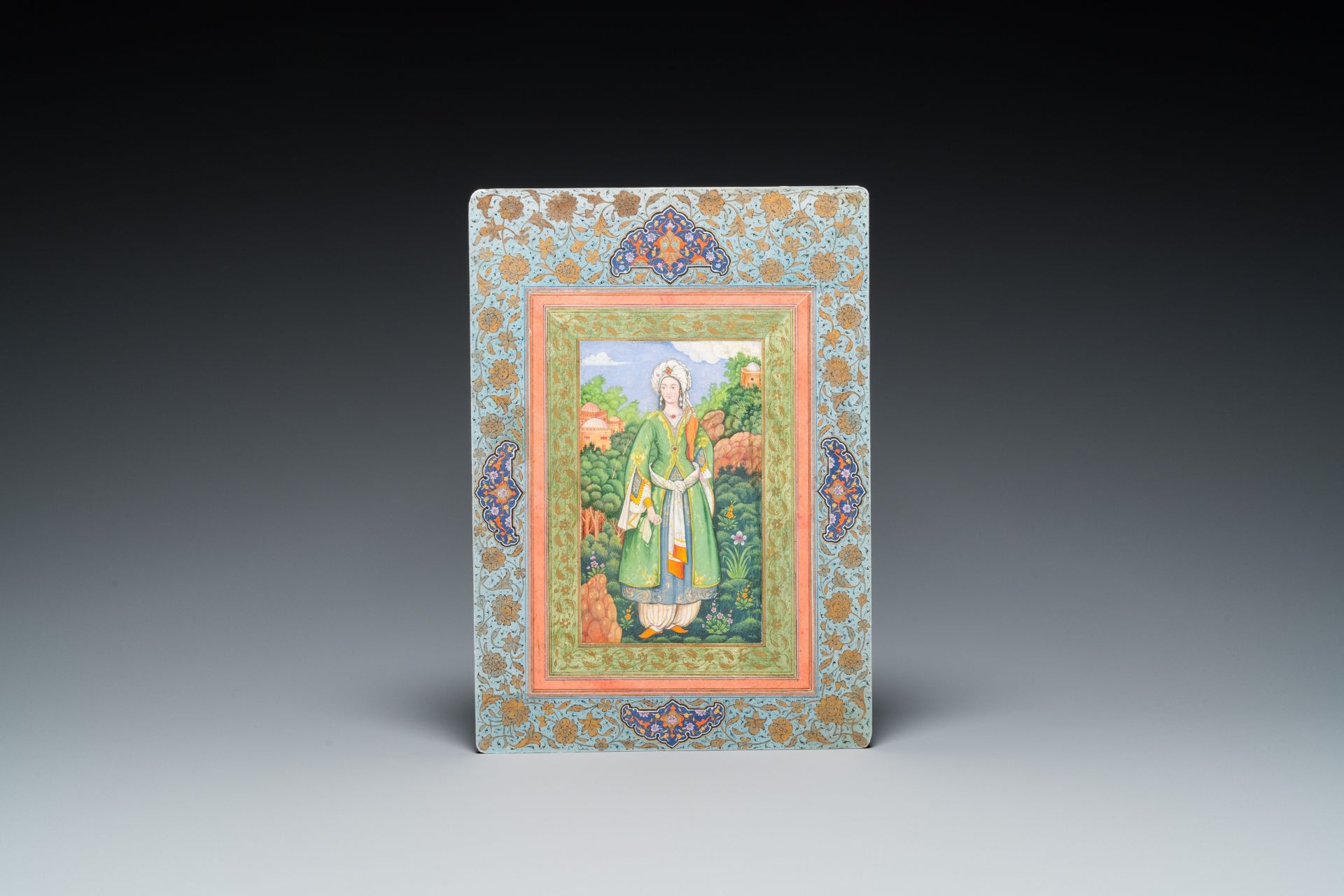 Qajar school, miniature: 'Portrait of a lady', 19/20th C. - Image 2 of 6