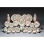 A collection of 28 Chinese Canton famille rose wares, 19th C.