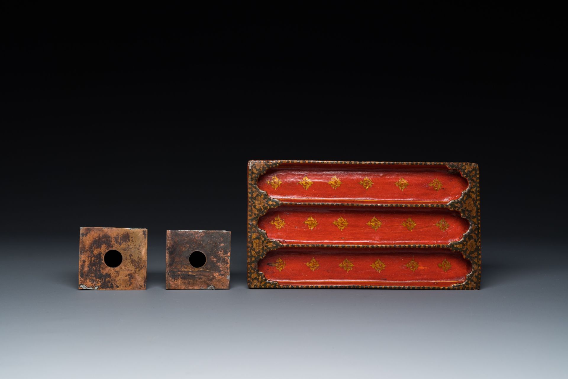 A rectangular lacquered wood writing box, Kashmir, India, 19th C. - Image 8 of 11
