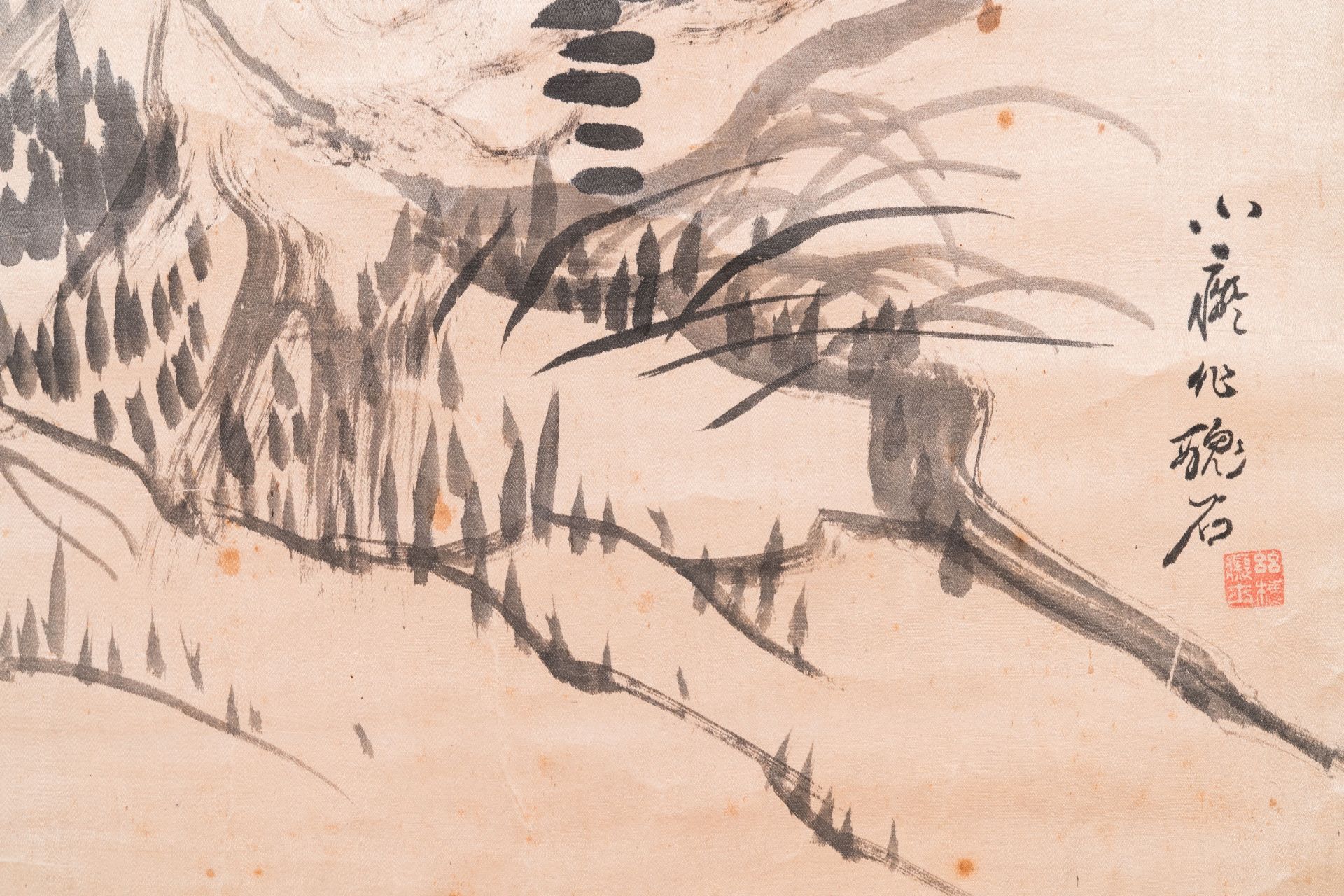 Liu Ruihua åŠ‰ç‘žè¯ (1971): 'Squirrels and grapes', ink and colour on paper, dated 1995 and Jiang Y - Image 11 of 17