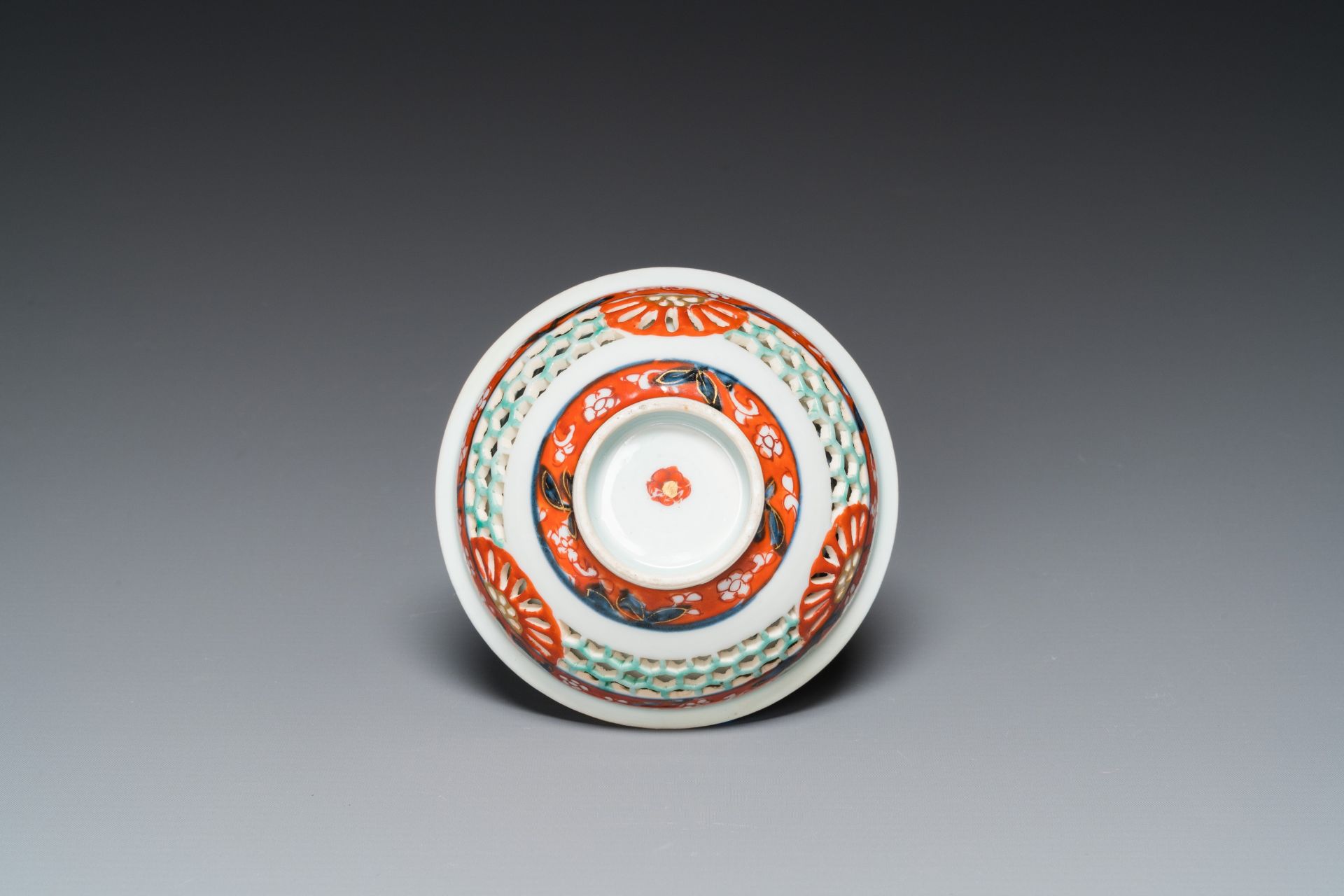 A rare Chinese famille verte double-walled reticulated cup and saucer, Kangxi - Image 3 of 13