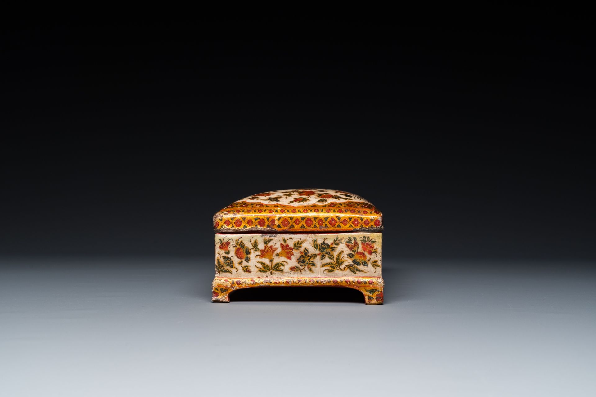 A rectangular lacquered wood writing box, Kashmir, India, 19th C. - Image 5 of 11