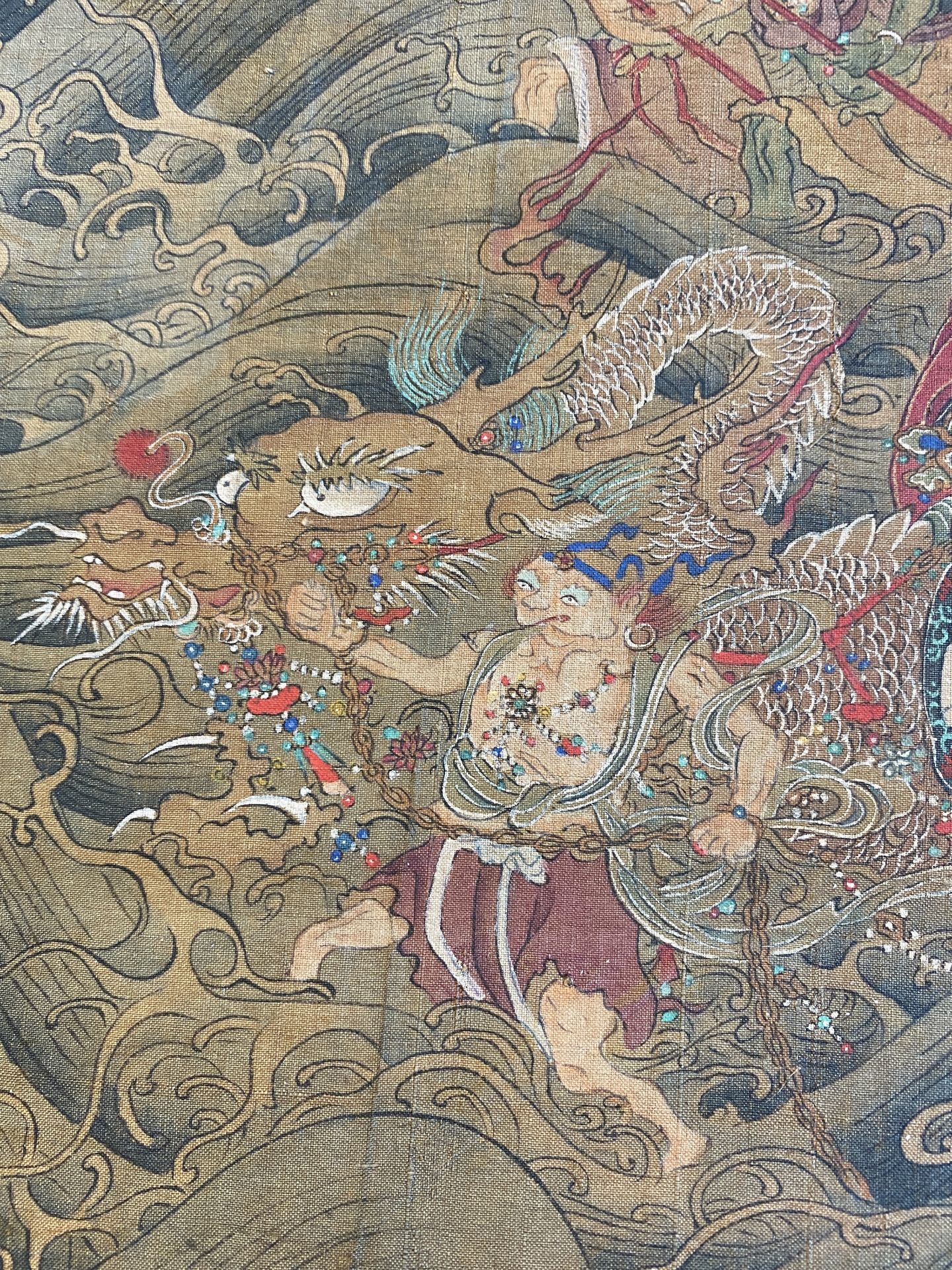 Chinese school: 'The 33-headed Avalokitesvara', ink and colour on silk, 19/20th C. - Image 63 of 72