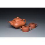 Three Chinese Yixing stoneware teapots and covers, Republic
