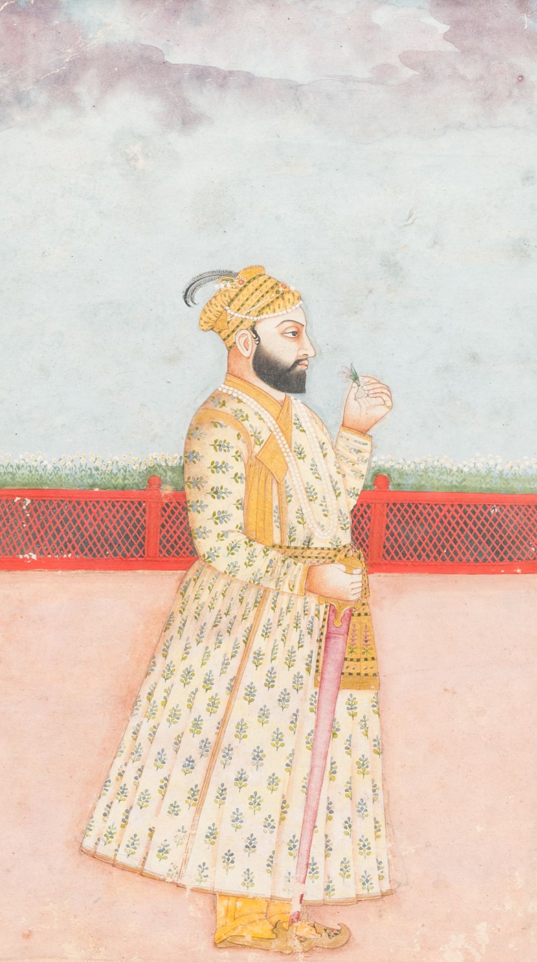 Two Indian school miniatures: 'Portrait of prince Murad Bakhsh' and 'Scene from a Ragamala', 18/19th - Bild 4 aus 4