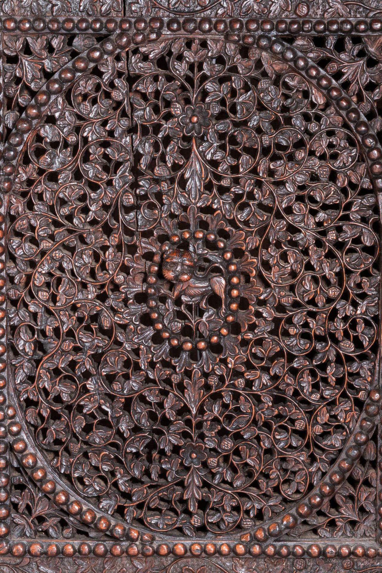 A colonial Anglo-Indian reticulated wooden desk with hidden compartment, 19th C. - Image 18 of 24