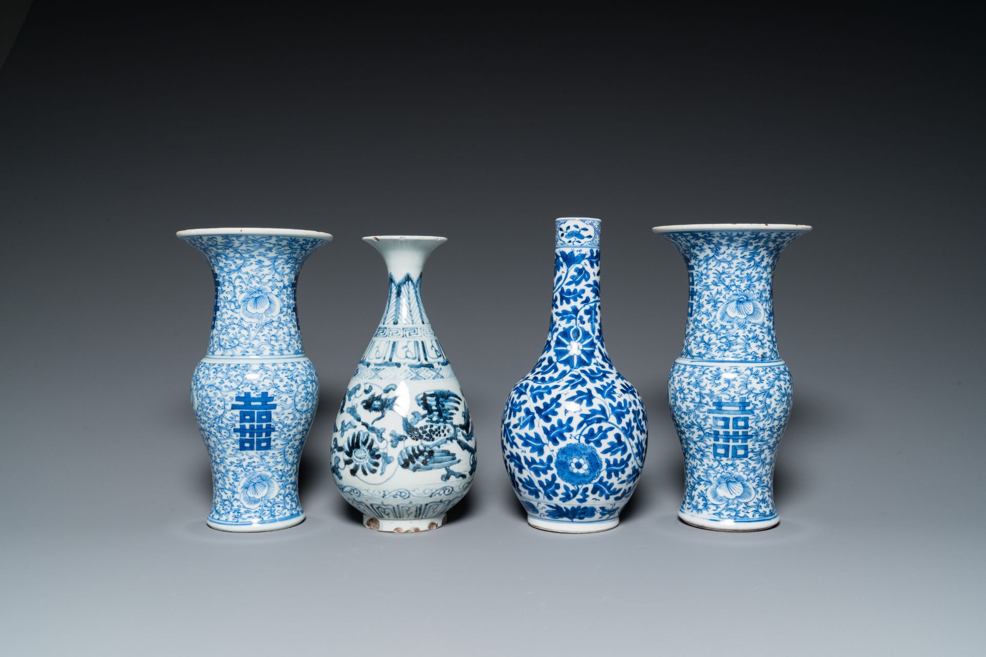 Eight various Chinese blue and white vases, 18/20th C. - Image 4 of 13