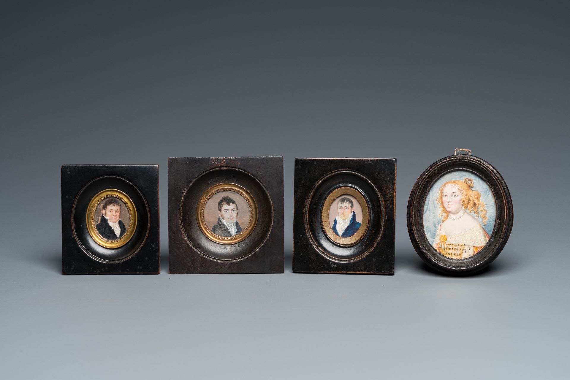 Four portrait miniatures, England and/or France, 18/19th C. - Bild 2 aus 7