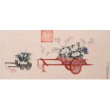 Follower of Qu Zhaolin å±ˆå…†éºŸ (1866-1937): 'Three chariots with flowers', ink and colour on paper