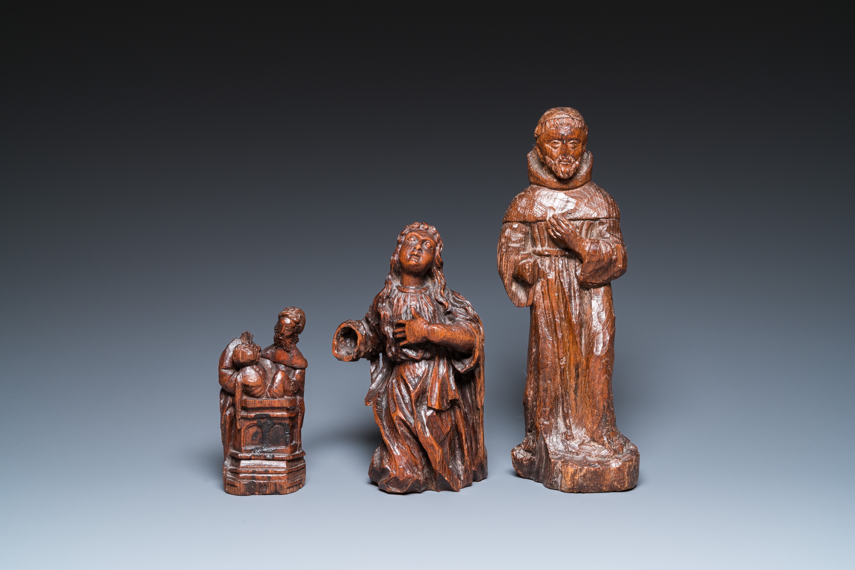 Four various religious wood sculptures, 16/17th C. - Image 6 of 11