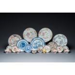 A varied collection of Chinese blue, white and famille rose porcelain, Yongzheng and later