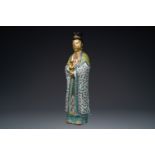 An exceptionally large Chinese famille rose sculpture of Guanyin, Li Fu Xing Hao 李福興號 mark, 19th C.