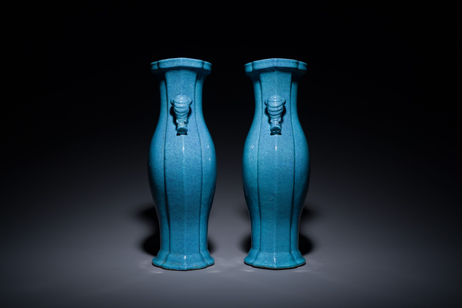 A pair of Chinese robin's-egg-glazed vases, 18/19th C. - Image 2 of 6