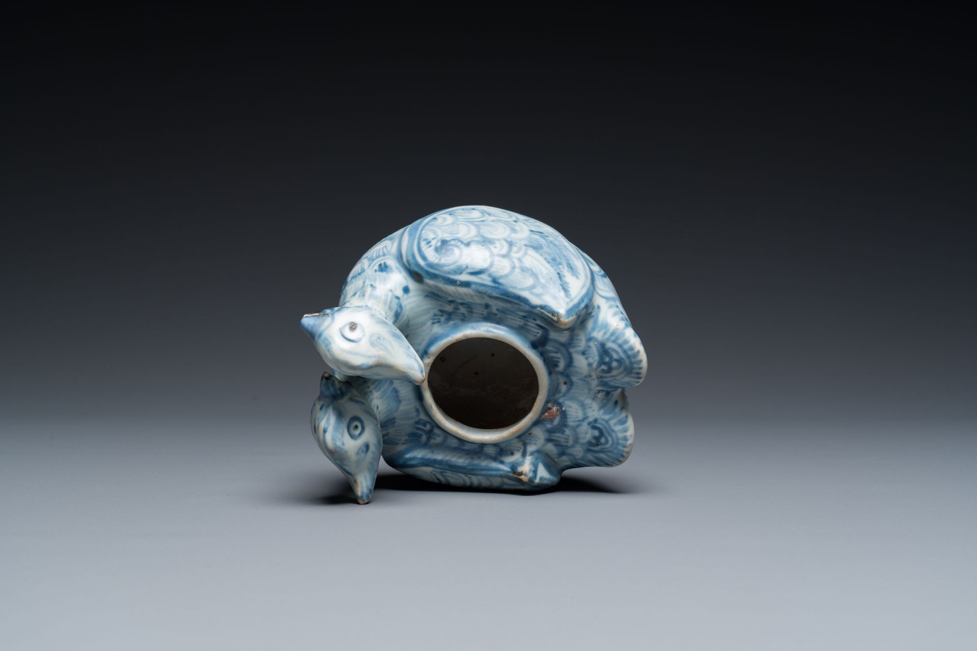 A Chinese blue and white twin duck-form water dropper, Ming - Image 6 of 7