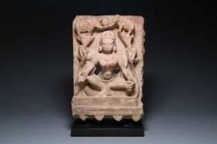 An Indian red sandstone stele of Lakshmi, probably Rajasthan, 12th C.